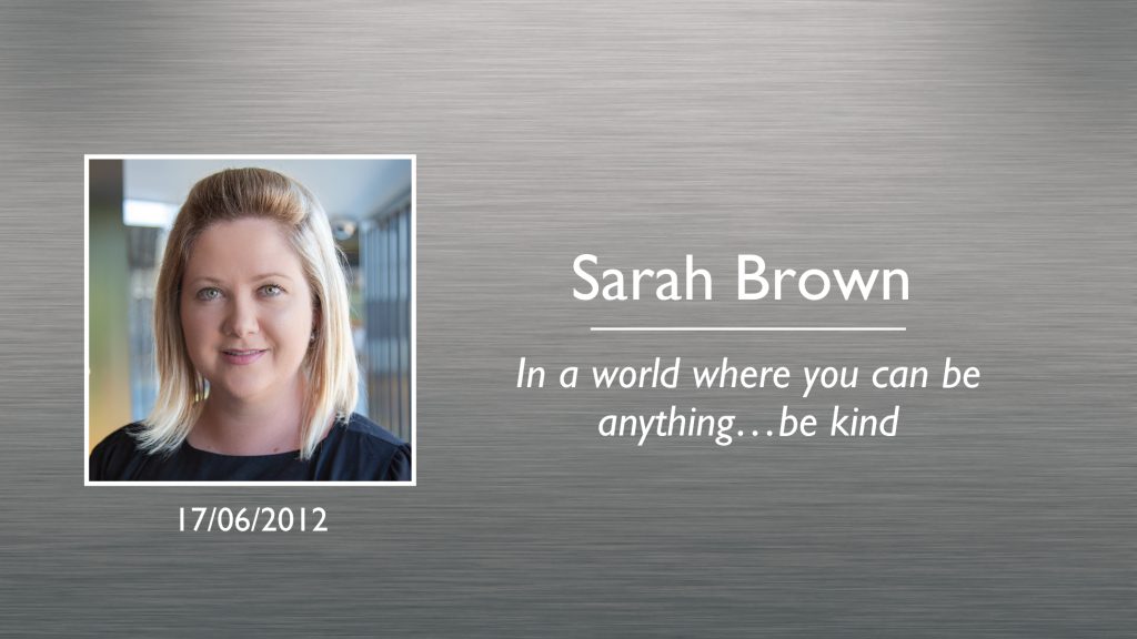 Sarah Brown Plaque
